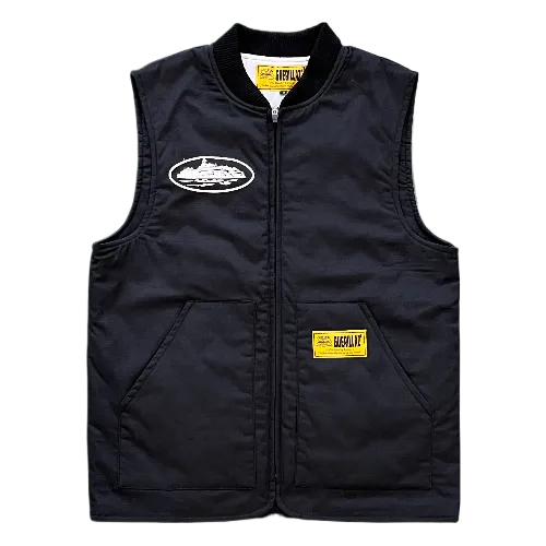 Corteiz Vest Guerillaz Quilted bLACK